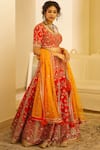 Shyam Narayan Prasad_Red Raw Silk Lehenga Set _Online_at_Aza_Fashions