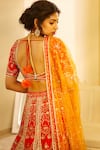 Shop_Shyam Narayan Prasad_Red Raw Silk Lehenga Set _Online_at_Aza_Fashions