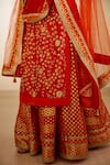 Shyam Narayan Prasad_Orange Silk Chanderi Kurta Lehenga Set _at_Aza_Fashions