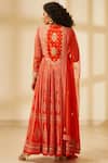 Shop_Shyam Narayan Prasad_Orange Silk Block Printed Anarkali Set _at_Aza_Fashions