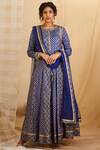 Buy_Shyam Narayan Prasad_Blue Chanderi Brocade Anarkali Set_at_Aza_Fashions