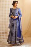 Buy_Shyam Narayan Prasad_Blue Chanderi Brocade Anarkali Set_Online_at_Aza_Fashions