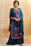 Buy_Shyam Narayan Prasad_Blue Silk Embroidered Kurta Set _at_Aza_Fashions