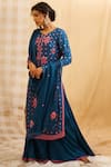 Buy_Shyam Narayan Prasad_Blue Silk Embroidered Kurta Set _Online_at_Aza_Fashions