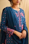 Shop_Shyam Narayan Prasad_Blue Silk Embroidered Kurta Set _Online_at_Aza_Fashions