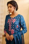 Shyam Narayan Prasad_Blue Silk Embroidered Kurta Set _at_Aza_Fashions