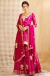 Buy_Shyam Narayan Prasad_Pink Chanderi Round Kurta Lehenga Set _at_Aza_Fashions