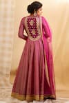 Shop_Shyam Narayan Prasad_Pink Silk Chanderi Brocade Round Anarkali Set _at_Aza_Fashions