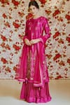 Buy_Shyam Narayan Prasad_Pink Silk Round Embroidered Kurta Lehenga Set _at_Aza_Fashions