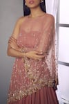 Shloka Khialani_Pink Georgette Round Embroidered Gown With Cape  _Online_at_Aza_Fashions