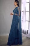 Shloka Khialani_Blue Georgette Asymmetric Embroidered Lehenga Set  _Online_at_Aza_Fashions