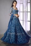 Shloka Khialani_Blue Georgette Sweetheart Neck Embroidered Lehenga Set  _Online_at_Aza_Fashions