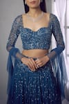 Shop_Shloka Khialani_Blue Georgette Sweetheart Neck Embroidered Lehenga Set  _at_Aza_Fashions