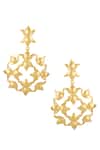 Buy_Ornamaas_Gold Plated Carved Lotus Motif Dangler Earrings _at_Aza_Fashions