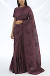 Buy_Shagun Manchanda_Purple Chanderi Silk Printed Saree _at_Aza_Fashions