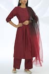 Buy_Shagun Manchanda_Maroon Chanderi Silk Round Kurta Set  _at_Aza_Fashions