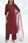 Shagun Manchanda_Maroon Chanderi Silk Round Kurta Set  _Online_at_Aza_Fashions