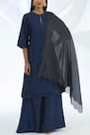 Shagun Manchanda_Blue Chanderi Silk Round Kurta Palazzo Set  _Online_at_Aza_Fashions