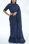 Buy_Shagun Manchanda_Blue Chanderi Silk Printed Saree _at_Aza_Fashions