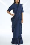 Buy_Shagun Manchanda_Blue Chanderi Silk Printed Saree _Online_at_Aza_Fashions