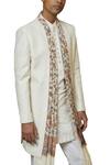Buy_Qbik_Off White Silk Sherwani Set_Online_at_Aza_Fashions