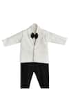 Shop_FAYON KIDS_White Suiting Cotton Lapel Coat Pant Set _at_Aza_Fashions