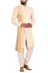 Buy_Arihant Rai Sinha_White Embossed Terry Rayon Layered Sherwani Set _at_Aza_Fashions