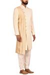 Arihant Rai Sinha_White Embossed Terry Rayon Layered Sherwani Set _Online_at_Aza_Fashions