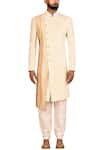 Buy_Arihant Rai Sinha_White Embossed Terry Rayon Layered Sherwani Set _Online_at_Aza_Fashions