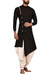 Buy_Arihant Rai Sinha_Black Dupion Silk Overlap Kurta Set _at_Aza_Fashions