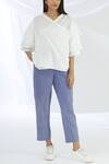 Buy_Chambray & Co._Blue Cotton Linen Pants _at_Aza_Fashions