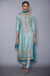 Buy_RI.Ritu Kumar_Blue Chanderi Silk Round Embroidered Kurta Set _at_Aza_Fashions