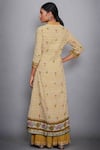 Shop_RI.Ritu Kumar_Yellow Viscose Cotton Georgette Stand Collar Printed Kurta Palazzo Set _at_Aza_Fashions