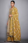 Buy_RI.Ritu Kumar_Yellow Viscose Cotton Georgette Stand Collar Printed Kurta Palazzo Set _Online_at_Aza_Fashions