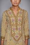 Shop_RI.Ritu Kumar_Yellow Viscose Cotton Georgette Stand Collar Printed Kurta Palazzo Set _Online_at_Aza_Fashions