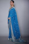 Buy_RI.Ritu Kumar_Blue Silk Chinon Embroidered Saree _at_Aza_Fashions