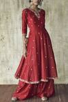 Buy_Himani & Anjali Shah_Red Chanderi Silk Anarkali Set_at_Aza_Fashions