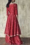 Shop_Himani & Anjali Shah_Red Chanderi Silk Anarkali Set_at_Aza_Fashions
