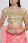 Bhairavi Jaikishan_Gold Leheriya Saree With Blouse _Online_at_Aza_Fashions