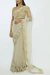 Buy_Bhairavi Jaikishan_Off White Embroidered Net Saree_at_Aza_Fashions