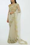 Bhairavi Jaikishan_Off White Embroidered Net Saree_Online_at_Aza_Fashions