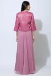 Shop_Manasi Sengupta_Pink Satin Muslin Dress Round Jacket Band Maxi With Embellished  _at_Aza_Fashions