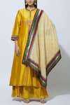 Manasi Sengupta_Yellow Silk Chanderi Band Collar Embroidered Kurta Set  _Online_at_Aza_Fashions