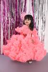 Buy_JANYAS CLOSET_Peach Net Embroidered Gown With Hair Clip _at_Aza_Fashions