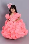 JANYAS CLOSET_Peach Net Embroidered Gown With Hair Clip _Online_at_Aza_Fashions