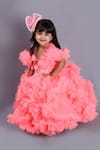 Buy_JANYAS CLOSET_Peach Net Embroidered Gown With Hair Clip _Online_at_Aza_Fashions