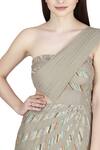Buy_Julie_Beige Crepe Embellished One Shoulder Dress_Online_at_Aza_Fashions