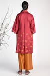 Shop_Umbar_Wine Silk Spread Collar Embroidered Tunic  _at_Aza_Fashions