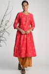 Buy_Umbar_Pink Silk Split Embroidered Kurta  _at_Aza_Fashions