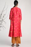 Shop_Umbar_Pink Silk Split Embroidered Kurta  _at_Aza_Fashions